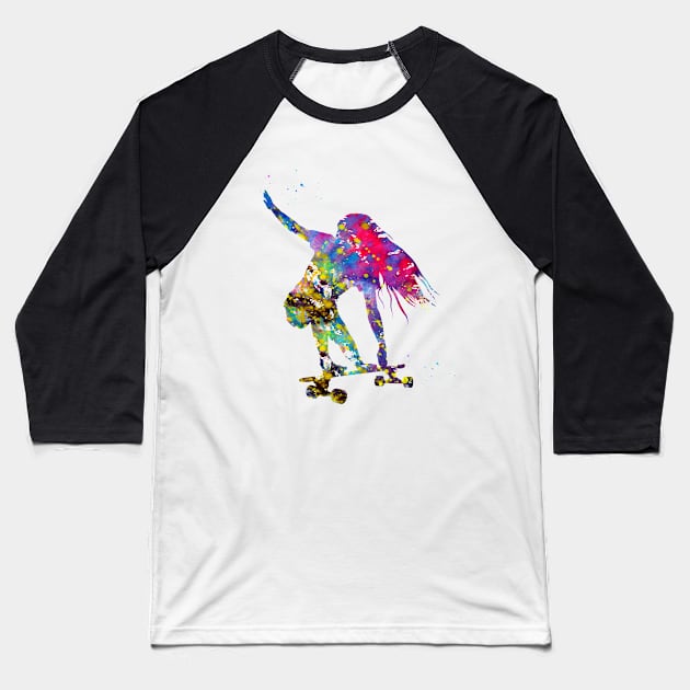 Skateboarder Baseball T-Shirt by erzebeth